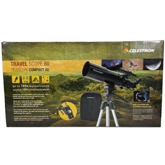 Celestron 80mm Travel Scope Portable Refractor Telescope w/Backpack & Software - Picture 1 of 16